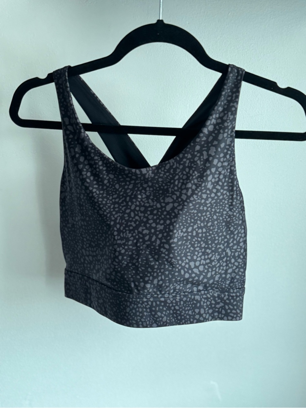 Fabletics Charcoal Leopard-Print Sports Bra